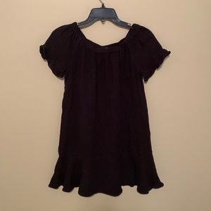 Black mini dress with ruffle short sleeve. Size small